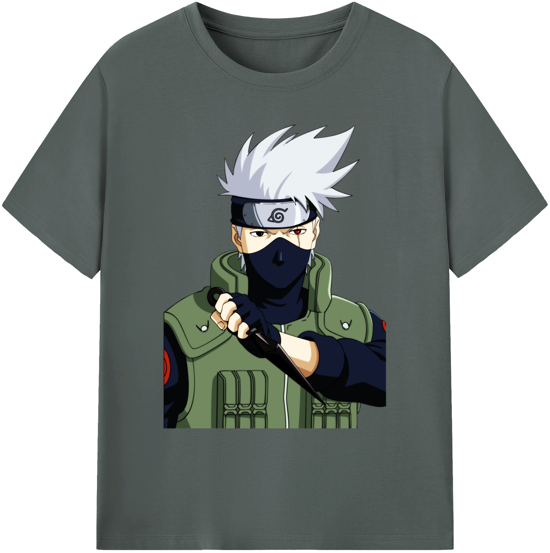 （画像用） NARUTO -ナルト- はたけ カカシ Hatake Kakashi 綿100％ メンズ半袖Tシャツ｜肌触りやわらか＆通気性